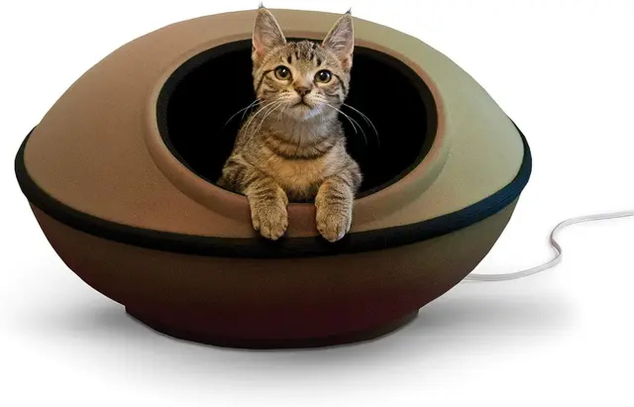 K&H Pet Products Thermo-Kitty Mod Dream Pod Heated Cat Bed for Large Cats, Indoor Heated Cat Cave, Thermal Cat Mat Hideaway For